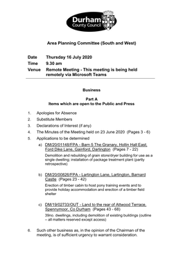 (Public Pack)Agenda Document for Area Planning Committee (South