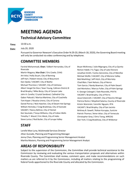 MEETING AGENDA Technical Advisory Committee