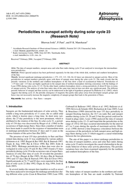 Periodicities in Sunspot Activity During Solar Cycle 23 (Research Note)