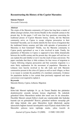 Reconstructing the History of the Cypriot Maronites