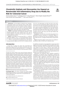 Chondroitin Sulphate and Glucosamine Use Depend on Nonsteroidal Anti-Inflammatory Drug Use to Modify the Risk for Colorectal Cancer