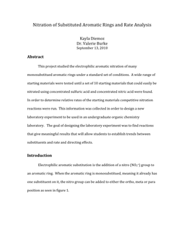 Nitration of Substituted Aromatic Rings and Rate Analysis