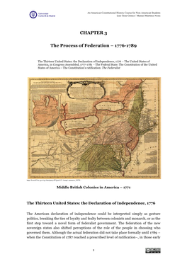 CHAPTER 3 the Process of Federation – 1776-1789