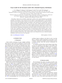 Exact Results for the Kuramoto Model with a Bimodal Frequency Distribution