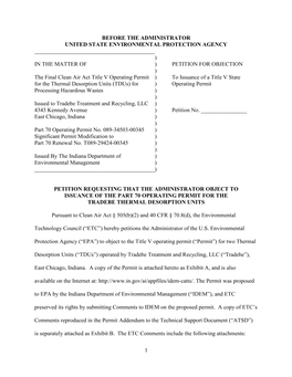 2015 Petition Requesting the Administrator Object to Title V