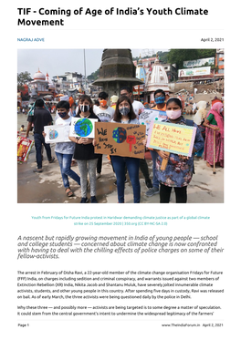 TIF - Coming of Age of India’S Youth Climate Movement