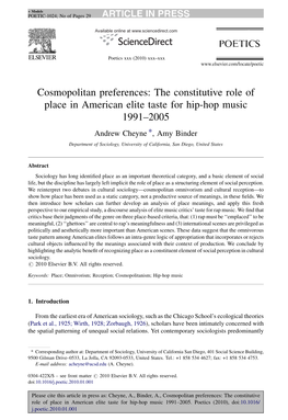 Cosmopolitan Preferences: the Constitutive Role Of