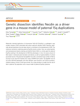 Genetic Dissection Identifies Necdin As a Driver Gene in a Mouse Model