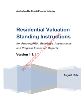 Residential Valuation Standing Instructions 1.1.1