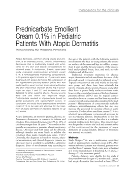 Prednicarbate Emollient Cream 0.1% in Pediatric Patients with Atopic Dermatitis Thomas Moshang, MD, Philadelphia, Pennsylvania