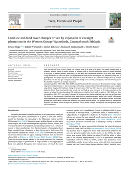 Land Use and Land Cover Changes Driven by Expansion of Eucalypt Plantations in the Western Gurage Watersheds, Centeral-South Ethiopia