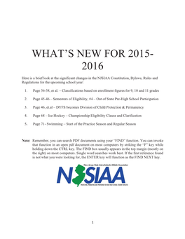 What's New for 2015