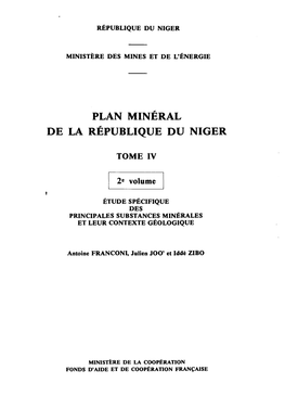 Plan Minéral De La République Du Niger