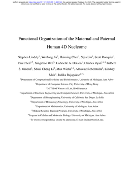 Functional Organization of the Maternal and Paternal Human 4D Nucleome