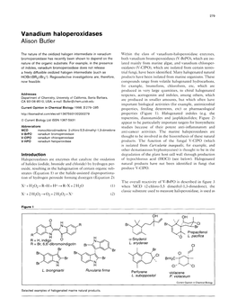 Vanadium Haloperoxidases Alison Butler