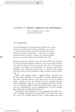Bohm's Approach and Individuality