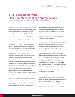 Stroke and Heart Attack: Real Threats Impacting Younger Adults by Ellen D