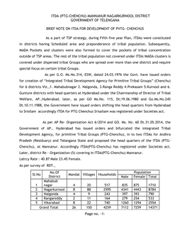 Itda (Ptg-Chenchu) Mannanur Nagarkurnool District Government of Telengana