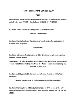 Tsact Christmas Dinner 2020 Quiz