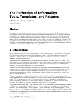 The Perfection of Informality: Tools, Templates, and Patterns