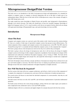 Microprocessor Design/Print Version 1 Microprocessor Design/Print Version