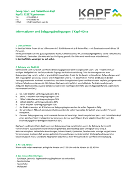 Informationen Und Belegungsbedingungen / Kapf-Hütte