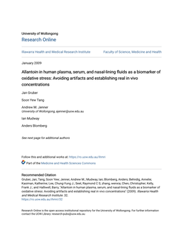 Allantoin in Human Plasma, Serum, and Nasal-Lining Fluids As a Biomarker of Oxidative Stress: Avoiding Artifacts and Establishing Real in Vivo Concentrations