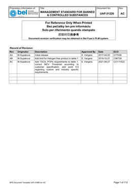 Management Standard for Banned & Controlled Substances Uap.01226 Ab