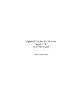 Openwf Display Specification Version 1.0 3 November 2009