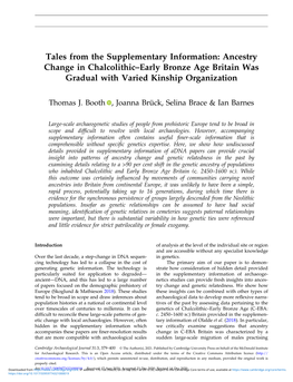 Tales from the Supplementary Information: Ancestry Change in Chalcolithic–Early Bronze Age Britain Was Gradual with Varied Kinship Organization