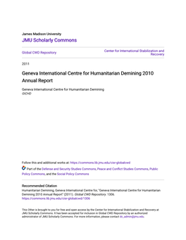 Geneva International Centre for Humanitarian Demining 2010 Annual Report