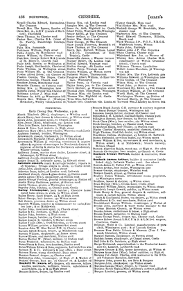 CHESHIRE. • Newell Charles Edward, Ravensdene, Ruscoe L\Irs~ Rg6 London Road Viggor Oswald, Moi:!S Road the Crescent Samples Mrs