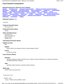 Crop Protection Compendium Report - Plum Pox Virus (Sharka) Page 1 of 24