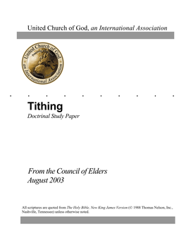 Tithing Doctrinal Study Paper