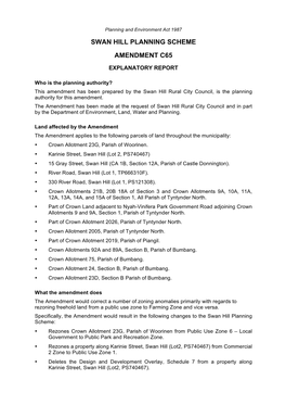 Swan Hill Planning Scheme Amendment C65