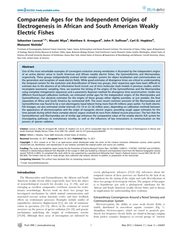 Comparable Ages for the Independent Origins of Electrogenesis in African and South American Weakly Electric Fishes