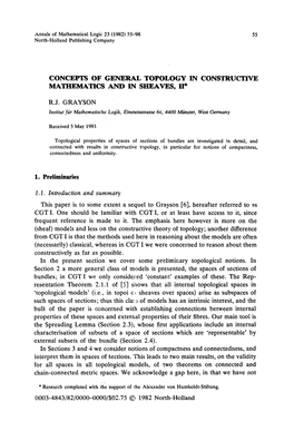 Concepts of General Topology in Constructive Mathematics and in Sheaves, !1"