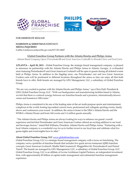 Global Franchise Group Partners with the Atlanta Hawks and Philips Arena