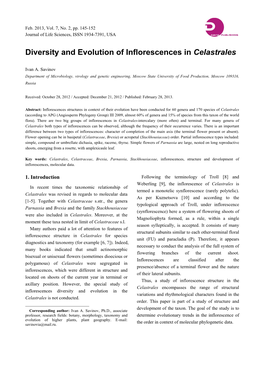 Diversity and Evolution of Inflorescences in Celastrales