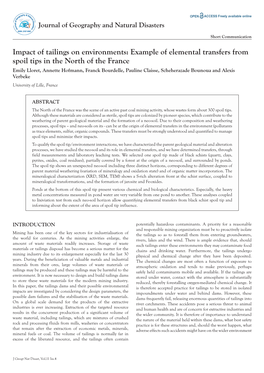 Impact of Tailings on Environments: Example of Elemental Transfers From