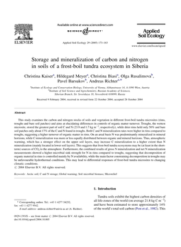 Storage and Mineralization of Carbon and Nitrogen in Soils of a Frost-Boil Tundra Ecosystem in Siberia