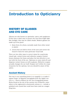 Introduction to Opticianry