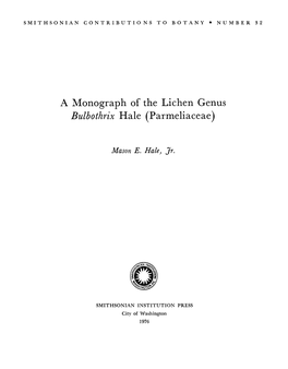 A Monograph of the Lichen Genus Buzbothrix Hale (Parmeliaceae)