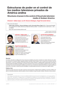 Estructuras De Poder En El Control De Los Medios Televisivos Privados De