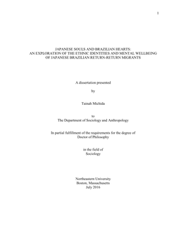 Japanese Souls and Brazilian Hearts: an Exploration of the Ethnic Identities and Mental Wellbeing of Japanese Brazilian Return-Return Migrants