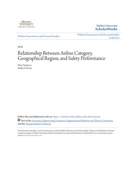 Relationship Between Airline Category, Geographical Region, and Safety Performance Peter Simpson Walden University