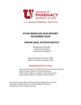 Utah Medicaid Dur Report December 2020 Newer Oral