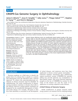 CRISPR-Cas Genome Surgery in Ophthalmology