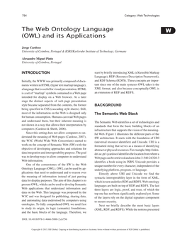 W the Web Ontology Language (OWL) and Its Applications