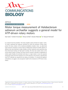 Motor Torque Measurement of Halobacterium Salinarum Archaellar Suggests a General Model for ATP-Driven Rotary Motors